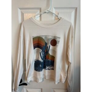 Wrangler All Terrain Gear Desert Graphic Tee Long Sleeve Western Boho Small
